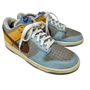 Nike Dunk Low Premium Men 9.5 Gray Blue Yellow Brown Mesh Retro Skate 307696-021